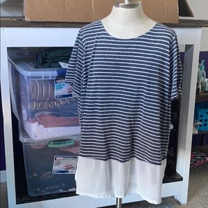 Gray and White Striped Blouse